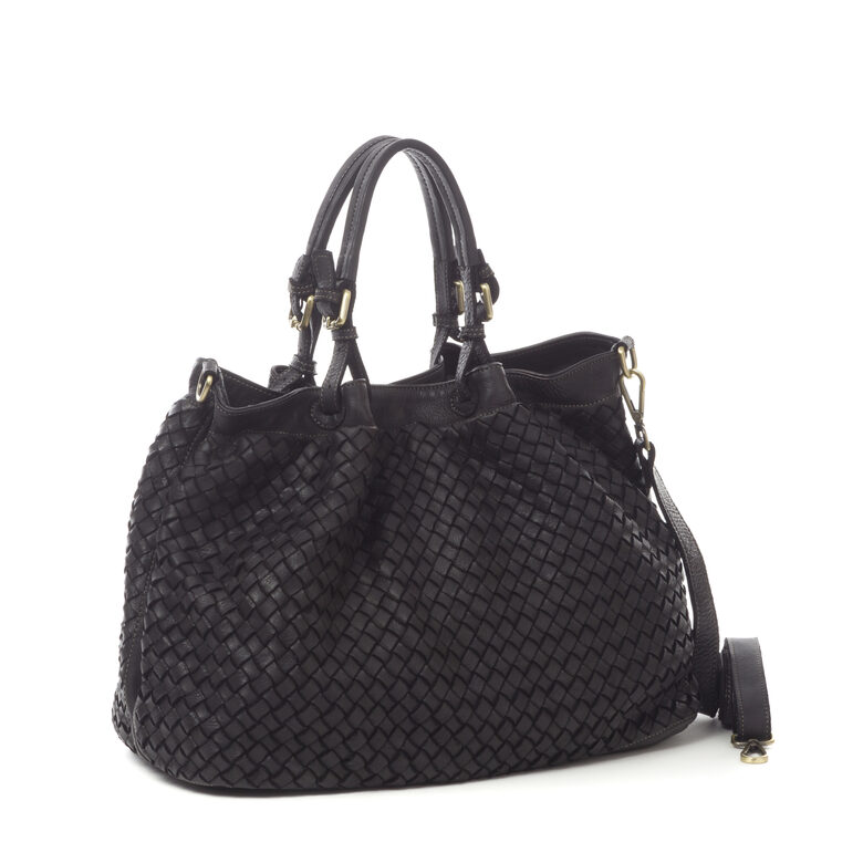 Vintage mīkstā ādas soma Melnā krāsā, ražots Itālijā